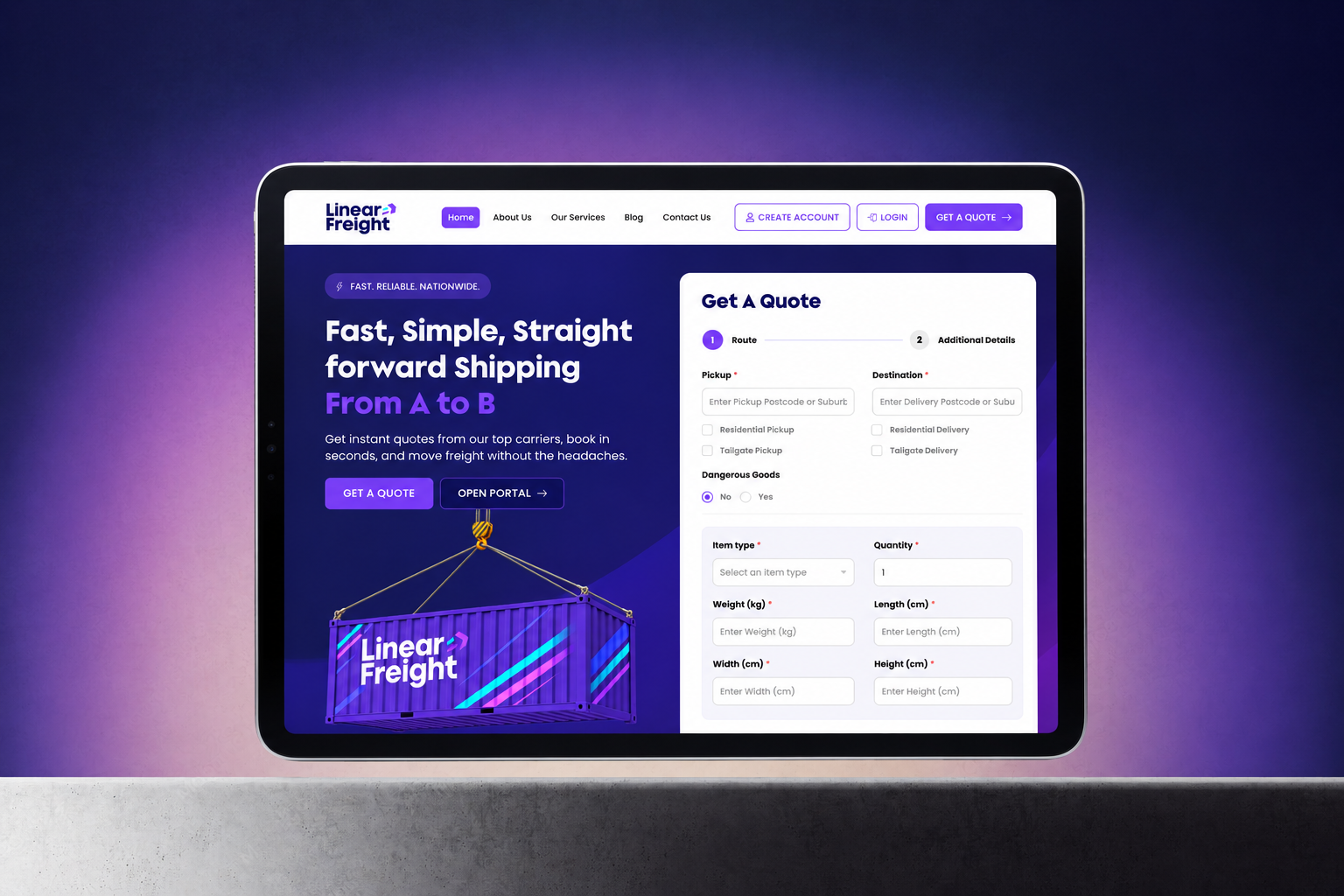 Linear Freight Tablet Shipping Mockup
